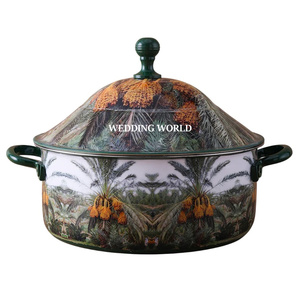 Pot de cuisson à double paroi en acier inoxydable avec support en nacre, forme ronde, nouveau chauffe-plats en métal de luxe de créateur - Product Image 4