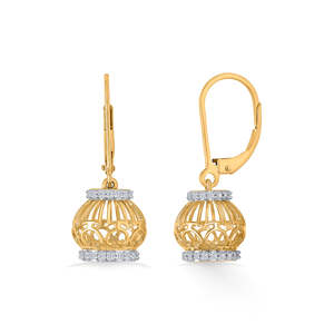 Pendientes Jhumka Whirl Bloom de Oro y Diamantes - Product Image 4