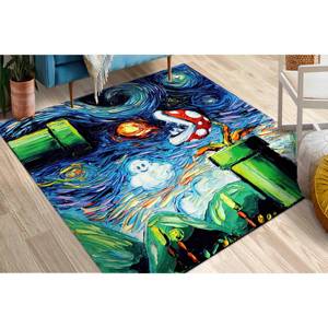 Mario Starry Night Rug: <b>Van</b> Gogh Style, Soft Decor Rug,Nonwoven Thin Rug - Product Image 3