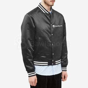 Chaqueta de béisbol con logotipo impreso personalizado Diseño de satén brillante para invierno Chaqueta de satén clásica - Product Image 2