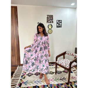 Main bloc imprimé femmes décontracté Maxi robe été Floral imprimé Midi robe bohème Floral imprimé Maxi robe - Product Image 1