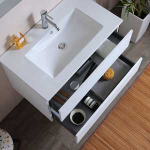 Mueble de Baño de 80 CM con Lavabo de Cerámica Belize y Dos Cajones Blancos - Product Image 4