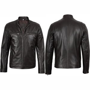 Winter-ready leather <b>biker</b> <b>jacket</b> for men, soft genuine leather, durable and stylish OEM/ODM available - Product Image 6
