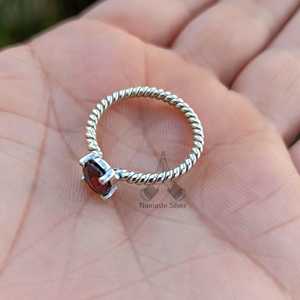<b>Garnet</b> <b>Ring</b>, 925 Sterling Silver Handmade Oval Gemstone Boho Jewelry - Product Image 5