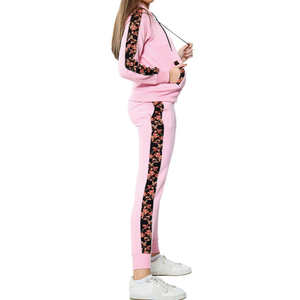 Original 100% Polyester décontracté luxe Tech polaire femmes survêtement Logo personnalisé 2 pièces ensemble respirant léger - Product Image 2