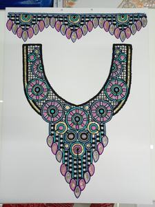 Trendy <b>Indian</b> Ethnic Embroidered Net <b>Fabric</b> Neck Lace Patches Sew-On Boutique Garment Work Suits Gowns Kurti Blouse Decoration - Product Image 5