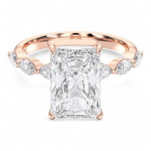 Juego de puntas de anillo de compromiso de solitario de diamante de corte radiante y marquesa de 4,65 quilates en plata para mujer - Product Image 3