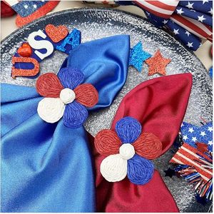 Rond de serviette fleur en rotin fait à la main Décor de table de Noël indien exclusif avec du bois papier métal fabriqué à la main Style parfait - Product Image 4