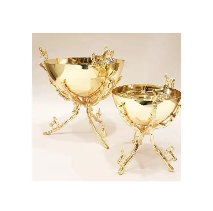 Классическая сервировочная миска для дома, свадебная чаша с орехами и фруктами, золотой цвет, современный дизайн, металлические настольные миски с подставкой