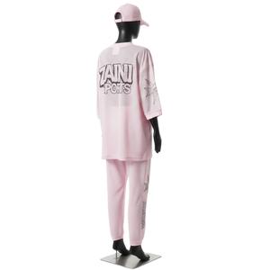 Conjunto de 2 piezas para mujer, tejido de malla ligero premium, 170 GSM, color rosa pastel, paneles con ribetes en el cuello y puños, logotipo personalizado con termoadhesivo. Conjuntos para mujer. - Product Image 5