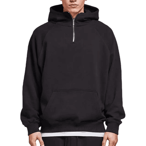 Sweat à capuche zippé à quart de tour pour homme, coupe classique, 100% Coton 220 GSM, en molleton thermique écologique, épaules tombantes, teint uni, personnalisable OEM - Product Image 6