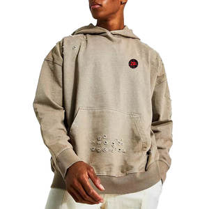 Sweats à capuche en détresse confortables de haute qualité pour hommes nouveau Style motif solide décontracté hiver col à capuche coton/Polyester - Product Image 1