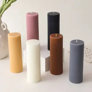 Long pillar cylindrical gear candle handmade aromatic candle geometric household decoration soy wax scented candle