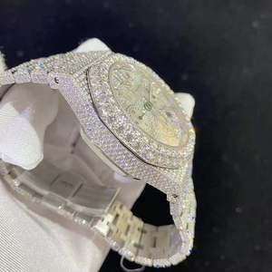 Exquisite Luxury Mechanical Automatic Movement Stainless Steel <b>Watch</b> Premium Moissanite Diamonds Simple Iced Finish <b>for</b> Fashion - Product Image 5