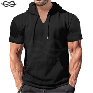 <b>Mens</b> <b>Short</b> <b>Sleeve</b> <b>Hoodies</b> Solid Hooded Pullover Casual 100% Cotton Stonewashed Print Quick Dry Breathable Lightweight - Product Image 3