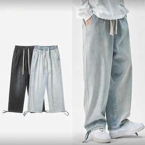 Pantalones Vaqueros Holgados Personalizados de Estilo Urbano para Hombre, Vaqueros de Mezclilla de Algodón Lavado Desgastado, Pantalones Vaqueros de Moda Vintage para Hombre - Product Image 1