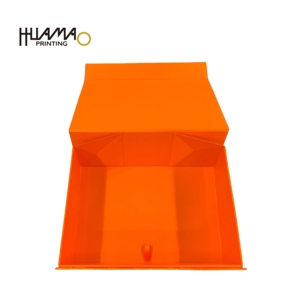 Huamao Customized Rigid Boxes OEM Orange-Colored <b>Foldable</b> <b>box</b> with Magnetic Closure Hot Foil Logo for T-shirt Packaging - Product Image 5