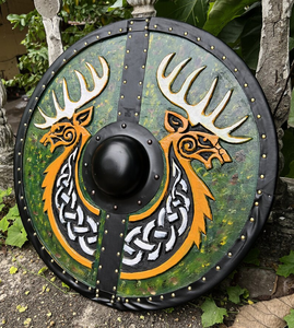 Medieval Wooden Viking Round <b>Deer</b> Shield Reenactment Shield Decorative Gift Item Shield by calvin handicraft - Product Image 4