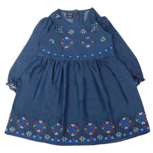 ชุดเดรสยีนส์ปักลายสำหรับเด็กผู้หญิง-สีน้ำเงินเข้ม - Product Image 4