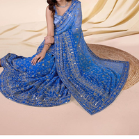 Saree Pesta Pernikahan Musim Dingin Wanita Berkualitas Tinggi, Bahan Lembut 100% Poliester/Sifon, Anti Kusut, Cepat Kering, Dapat Dibalik, Dapat Disesuaikan