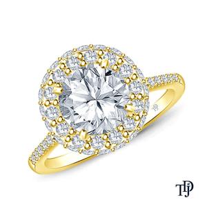 Anillo de Compromiso con Diamante Central (Natural) y Acentos Laterales y Halo en Pavé de Oro de 14K, Fabricante Mayorista y Minorista OEM - Product Image 5