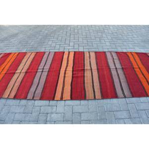 Alfombra clásica roja y naranja para sala de estar, alfombra turca de 3,7x11,7 pies, diseño de retazos, Material de lana, látex para habitación de pasillo - Product Image 3