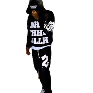 Conjunto de Sudadera con Capucha y Pantalones Deportivos para Hombre, Personalizado con Logotipo, Lavado Ácido, Tejido Grueso, Poliéster/Algodón, Estilo Desgastado - Product Image 2