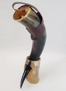 High <b>End</b> Drinking Horn with Thick Leather Holder for Secure Grip and Durability for Collectors and Unique Home <b>Bar</b> Accessories - Product Image 3