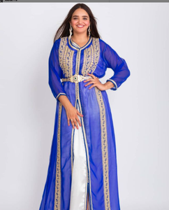 2022 dubaï traditionnel musulman marocain luxe Caftan brodé Georget matériel à la main pierre perles travail robes personnalisables - Product Image 1