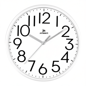 JUSTAMINUTE White 24.5cm Quartz Analog Minimalist Plastic Wall <b>Clock</b> for Living Room Model 00712B - Product Image 2