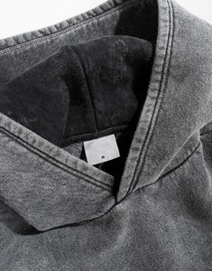 Custom Blank Regular Fit Luxury Gsm Grey <b>Black</b> Vintage Distressed Wholesale Men Acid Wash <b>Hoodie</b> - Product Image 6