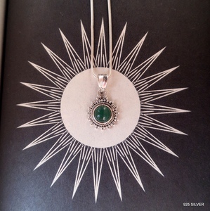 เครื่องประดับทำด้วยมือเงินสเตอร์ลิง925ชุบทองงานหัตถกรรมพลอยหยกธรรมชาติจำนวนจี้ของขวัญสำหรับเธอ - Product Image 1