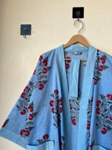 Imprimé fleuri 100% coton Kimono Robe robes décontractées écologique respirant unisexe taille unique vêtements de nuit d'été - Product Image 6