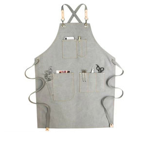 Tablier de chef en toile de coton robuste grandes poches croisées dans le dos bavoir de travail réglable pour hommes et femmes pour le nettoyage - Product Image 1