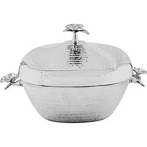 Plat de service vintage en métal argenté en forme de dôme, antiadhésif, empilable, 1 pièce, unique - Product Image 2