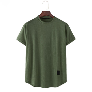 Camiseta informal con cuello redondo para hombre, Camiseta 100% de algodón de bambú de Color sólido Simple transpirable, holgada, con estampado de gran tamaño, la mejor - Product Image 4