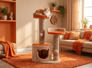 Arbre à chat Amistar Nessia Classic en jute de haute qualité avec 3 niveaux, écologique et durable, emballé en carton pour une utilisation en intérieur - Toutes tailles - Product Image 3