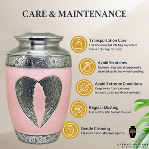 โกศบรรจุอัฐิรูปหัวใจสีชมพูเงิน สไตล์อเมริกัน ขนาด 10 นิ้ว คุณภาพพรีเมียม เป็นมิตรกับสิ่งแวดล้อม และปรับแต่งได้ - Product Image 5