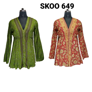 Vestido bohemio de seda y saree para mujer, artículo de moda para niña, mujer y mujer - Product Image 3