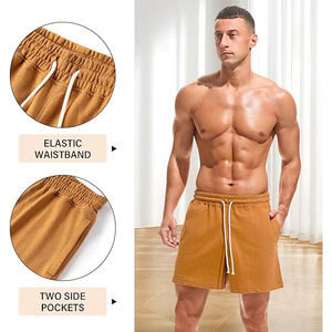 fleece <b>shorts</b> <b>men</b> casual cotton comfort elastic waistband relaxed cut training <b>lounge</b> daily clothing - Product Image 5
