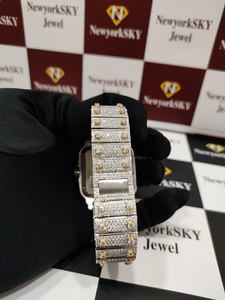 Hip Hop Micro Pave Cut Moissanite Diamant Montre 40mm En Acier Inoxydable Bande PC Cas À La Mode Carré Conception Verre Cadran Fenêtre - Product Image 5