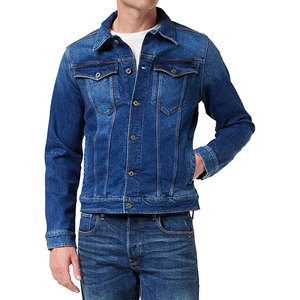 Veste en jean bleu décontractée pour hommes et femmes en gros, taille XL, col à capuche, tissu léger, coupe décontractée pour l'hiver - Product Image 1