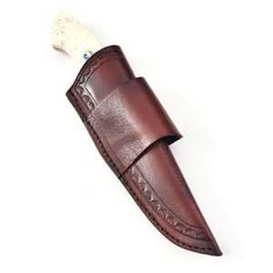 Cuchillo de caza hecho a mano con mango de hueso y Funda de cuero para acampar al aire libre, cuchillo de espiga completa, gran oferta, logotipo personalizado de madera - Product Image 5