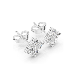 Elegant Diamond Cluster <b>Stud</b> Earrings 0.52 CT Lab-Grown VVS-VS EF Clarity 18KT, 14KT, 10KT Gold & 925 <b>Silver</b> Available in - Product Image 6