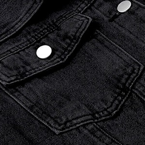 Veste en jean style vintage décontracté pour femme à manches longues avec poches à rabat et bouton dentelle décoration techniques lavées - Product Image 5