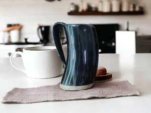 Tasse en corne naturelle fabriquée à la main tasse à bière de style viking poli tasse à boire en corne de buffle de qualité supérieure - Product Image 5