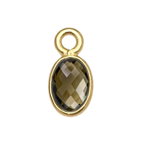 Dijes Ovalados de Cuarzo Ahumado de 6x4 mm con Engaste de Plata de Ley 925 Chapado en Oro, Colgante de Cuarzo Ahumado, Proveedores de Joyería de Plata - Product Image 1