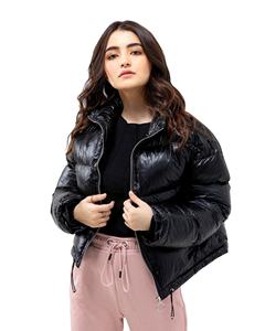 Veste rembourrée en coton à fermeture éclair chaude pour femmes Veste matelassée en duvet respirante à manches longues coupe ajustée - Product Image 1