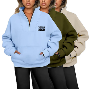 Sweat-shirt à capuche décontracté pour femme automne/hiver, avec logo personnalisé imprimé, coupe semi-oversize, broderie 3D sur le devant, 100% coton - Product Image 1
