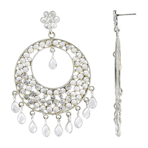 Cadeau de mariage parfait élégant 925 boucles d'oreilles délicates en argent Sterling 925 timbre bijoux cristal perlé crochet boucle d'oreille pour elle en gros - Product Image 3